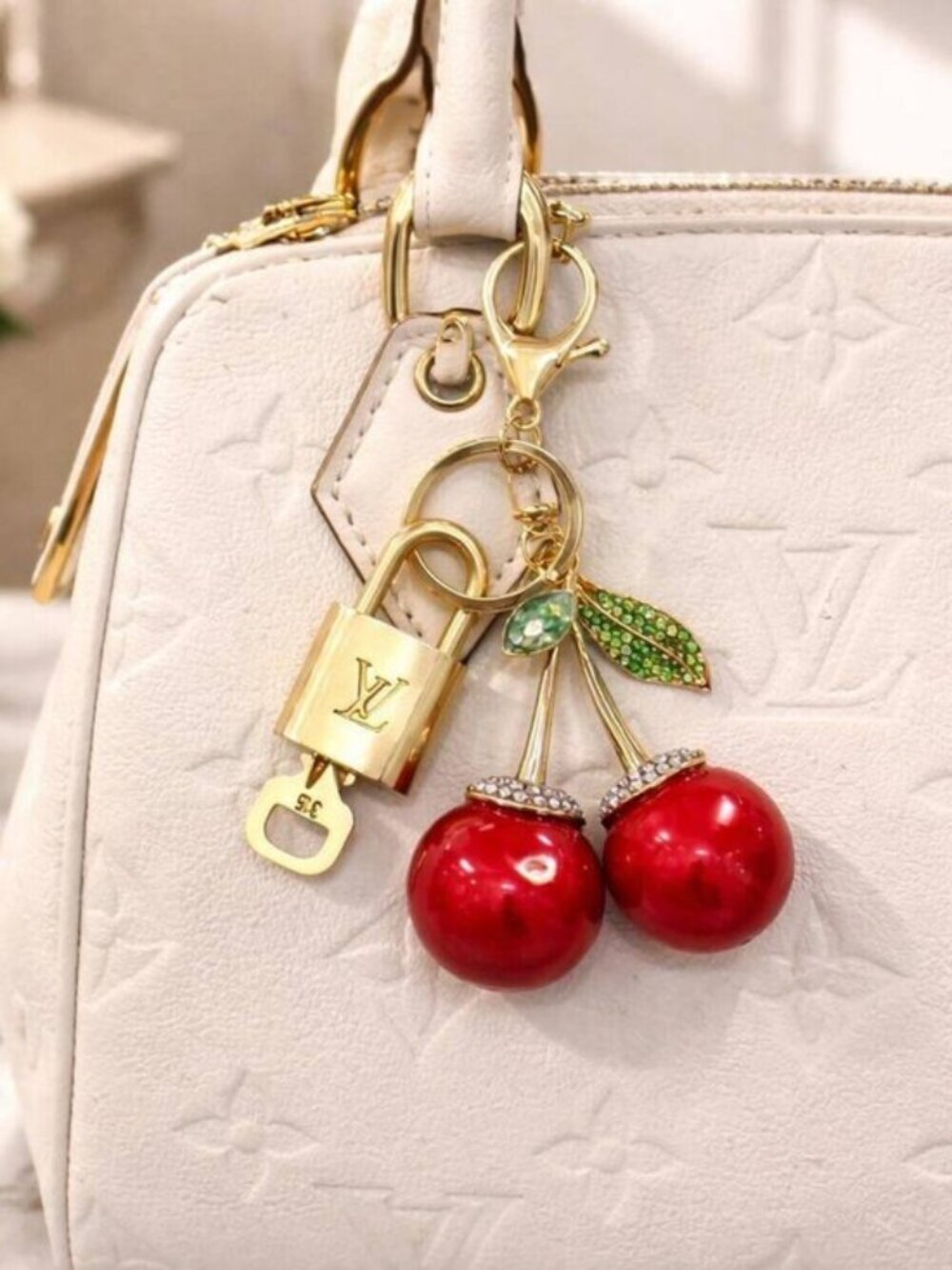 LV Authentic Gold Padlock 🔒 Key Set w/ Unbranded Apple Keychain Charm